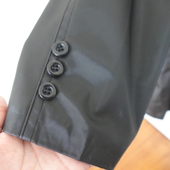 A. Byer Long Trench Coat Button Down Black Size L 90s Y2K Minimalist Streetwear - Picture 5 of 10
